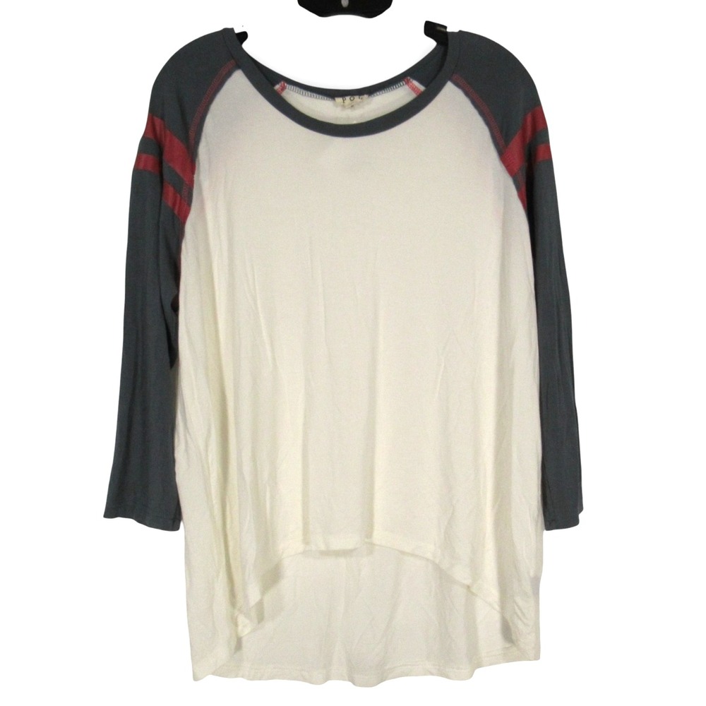 NWT POL Ivory/Green SOFT KNIT High-Low STRIPES 3/4 Sleeve RAGLAN SHIRT/TOP Sz M